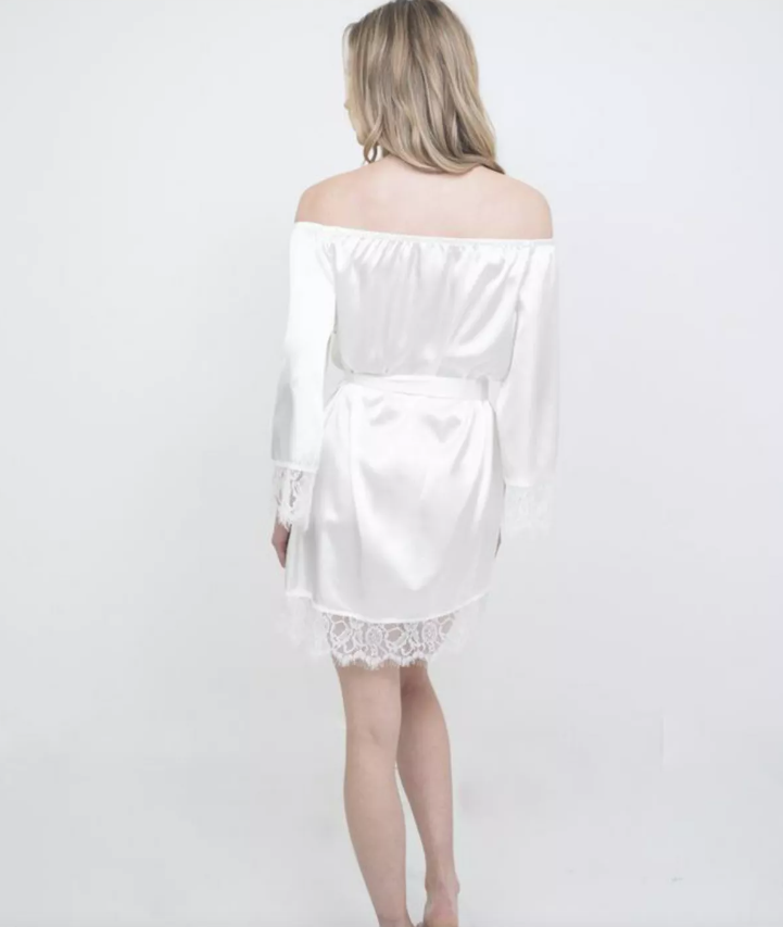 The Hair & Makeup Robe® Lace Trim Hem & Sleeve The Hair & Makeup Robe® Lace Trim Hem & Sleeve